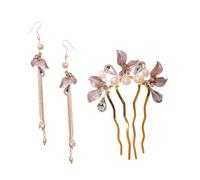 Homoyoyo 3pièces Peigne à Cheveux et Fourchette Ensemble Boucles Oreilles pour Mariage et Cérémonie Design Élégant