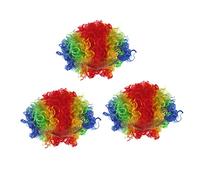 Homoyoyo 3pièces Perruque De Clown Afro Moelleuse Accessoire De Fête Pour Mascarade Carnaval Cosplay Et Occasions Spéciales Lot De Colorées