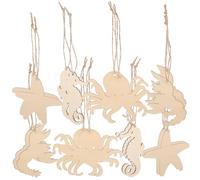 Homoyoyo 4 ensembles Découpes Bois Brut Forme Animaux Marins pour DIY par Set avec Corde Décoration Créative et Accessoires de Peinture pour Loisirs Créatifs