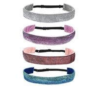 Homoyoyo 4 Pièces Bandeau de Sport pour Garçon et Filles, Bandeau d'exercice à Sequins, en Tissu, Élastique, Maintient Les Cheveux en Place, Style Simple, pour Filles et Garçons