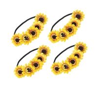 Homoyoyo 4 Pièces Bandeau Tournesol Floral Élastique Couronne pour Fête Mariage Accessoire Cheveux Femme Fille