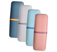 Homoyoyo 4 pièces Boîte de Rangement Brosse à Dents Portable Gobelet Compact Multifonction pour Voyage Domicile et Salle de Bain Couleur Mixte Rose Blanc Bleu