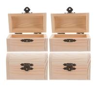 Homoyoyo 4 Pièces Boîtes Bois Brutes Coffrets Pirate avec Charnières et Fermoirs Boîte à Bijoux Décorative pour Rangement Créatif et Loisirs DIY