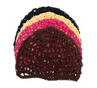 Homoyoyo 4 Pièces Bonnet Maille Crochet pour Dormir Femme Filet Protecteur Cheveux Extensible et Respirant Maintien Sécurisé Lot Beige Marron Noir Rose