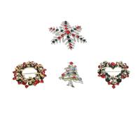 Homoyoyo 4 Pièces Broche de Noël Décorative en Alliage, Style Chic pour | Formes Cœur, Anneau Rond, Flocon et Sapin, Accessoire Multi-usage, Fêtes et Cérémonies, Familles, Amis