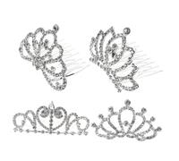 Homoyoyo 4 Pièces Couronnes Avec Peigne Pour Fille Coiffes Couronne Élégantes Pour Garçon Fille Set De Diadèmes Avec Strass