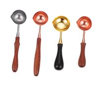 Homoyoyo 4 pièces Cuillère à Fondre Cire avec Manche Résistant Haute Température Capacité pour Cachet Cire Scellage Lettres Invitations DIY Lot Cuivre Antirouille