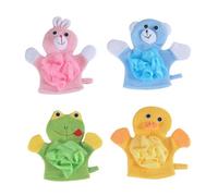 Homoyoyo 4 pièces de Exfoliant pour Garçon Fille Lot Animaux Adorables Lapin Rose Bleu Verte Canard Jaune de Nettoyage Pratique pour Bain Toilette Favorise une et Active la Circulation