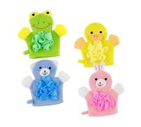 Homoyoyo 4 pièces de Toilette Garçon Fille Cartoon Exfoliants Doux et Durables pour Bain Garçon Fille Design Animaux Colorés Canard Jaune Verte Lapin Rose Ours Bleu