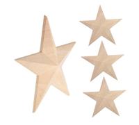 Homoyoyo 4 Pièces Étoiles Sculpté Ornements Massif Non Peint Décorations Rétro pour Meubles Appliques pour Portes Armoires Lits et Armoires Accessoires Artisanaux à Personnaliser
