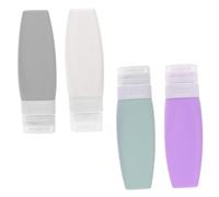 Homoyoyo 4 pièces Flacons de Voyage Silicone Distributeurs de Lotion Rechargeables Étanches pour Shampooing et Soin Bouteilles Souples Antifuite