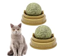Homoyoyo 4 Pièces Jouet à Mâcher pour Chat et Menthe Naturelle Balle Rotative pour Nettoyer et Soigner Dents Soulage Inconforts Digestifs et Protège Gencives Jouet Intérieur Interactif