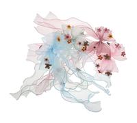 Homoyoyo 4 Pièces Lot de Barrettes Nœud Organza pour Garçon Fille Grandes Pinces Alligator avec Ruban Long Accessoires Cheveux Fille pour Coiffures Élégantes Couleurs Vert Rose