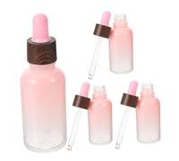 Homoyoyo 4 pièces Lot de Flacons Pipettes Rechargeables pour Huiles Essentielles Bouteilles Verre Robustes et Portables avec Compte Gouttes pour Voyage et Design Dégradé Rose et Noir Bois