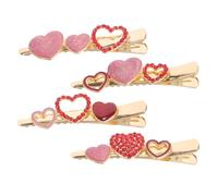 Homoyoyo 4 Pièces Lot de Pinces à Cheveux avec Strass Cœur Rouge Petites Pinces Canard pour Filles Accessoires Cheveux Durables et Faciles à Porter
