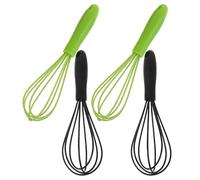 Homoyoyo 4 Pièces Mini à Œufs Silicone avec Manche Inox Ballon Multifonction pour Mélanger Battre et Fouetter Œufs Crèmes et Sauces Ustensile de Cuisine Polyvalent