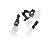Homoyoyo 4 pièces Peigne Queue de Rat Acier Inoxydable Outil Coiffure Professionnel pour Adultes et Démêlant Cheveux Épais et Bouclés Accessoire Coupe Cheveux Barbier Noir