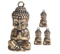 Homoyoyo 4 Pièces Pendentif Bouddha Laiton Vintage Charm Statue Artisanale Accessoire Décoratif Compact pour Bureau et Maison Figurine Résistante et Élégante