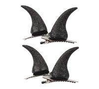 Homoyoyo 4 Pièces Pinces à Cheveux de Diable Pailletées Accessoires Cosplay Halloween Garçon Fille Barrette Décorative Noire pour Fête Déguisée