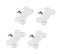 Homoyoyo 4 Pièces Plaque Didentification pour Chien Acier Inoxydable Pendentif Os Gravé Personnalisé et Résistant Accessoire Décoratif pour Animaux et Porte Clés