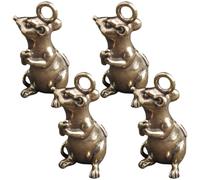 Homoyoyo 4 Pièces Porte-clés Rat Laiton Pendentif Décoratif Léger pour Sacoche Statue de Rat Porte-Chance Feng Shui Ornement Zodiaque Chinois Accessoire Décoratif Pratique