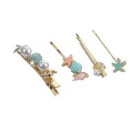 Homoyoyo 4 pièces Set de Pinces Cheveux à Décor Coquillage Clips Étoile de Mer et Accessoires Cheveux Mariage et Fête Pince Bobby Décorative