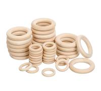 Homoyoyo 40 Anneaux en Bois pour Macramé, Ronds et Solides Surface Lisse, pour Projets Créatifs et Décoration de Couronnes