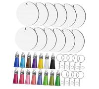 Homoyoyo 40 ensembles Lot de Porte-clés Vierges Double Face avec Pompons Colorés pour Sublimation et Transfert Thermique Décoration DIY Personnalisée pour Créations Artisanales et