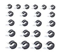 Homoyoyo 44 pièces R Type Rubber Cushioned Stainless Steel Cable Clamps Set Tube Fixation Clips For Home Installation And Cable Management Scratch Resistant And Shockproof