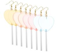Homoyoyo 4Paires Adorable Heart Lollipop Earrings For Women Candy Style Lightweight And For Comfortable Wear