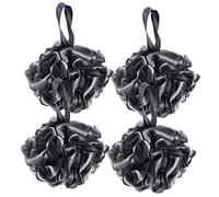 Homoyoyo 4Pièces Boule de Noire de Lot de Exfoliante et Douce pour Salle de Bain Corde de Suspension pour Séchage Facile Usage Pratique