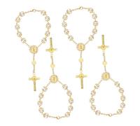 Homoyoyo 4Pièces Bracelet Chrétien Perles Dorées Lot De Bracelets Élégants Croix Bracelet De Décoration De Simple Accessoires Religieux
