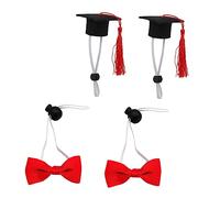 Homoyoyo 4pièces Chapeaux Miniatures pour Animaux avec Nœuds Décorations De Graduation pour Chiens Et De Chapeaux De avec Franges Et Nœuds