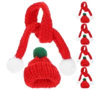 Homoyoyo 5 Ensembles Mini Bonnets et Écharpes de Père Noël Tricotées Décorations de Noël Miniatures Ornements Accessoires pour Loisirs Créatifs
