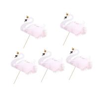Homoyoyo 5 Pcs Pics à Gâteau Cygne Plumage, Décoration Non Comestible pour Gâteaux d'anniversaire et Mariages, Accessoires Fête Élégants et Originaux pour Desserts et Petits Gâteaux,