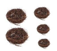 Homoyoyo 5 pièces Nid Oiseau Artificiel Réaliste Rotin Lot Décoration Pâques Rustique pour Maison Ornements Festifs et Accessoires Photo