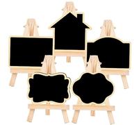 Homoyoyo 5 pièces Panneaux Ardoise Multi Fonctions Bois avec Chevalet Tableau Mémo Miniature pour Décoration Table Mariage Fête Anniversaire