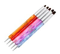 Homoyoyo 5 pièces Pinceaux de Manucure Stylo de Nail Art avec Brosse et Dotting pour Gel Acrylique et UV Outils de Dessin et Peinture pour Ongles