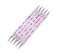 Homoyoyo 5 pièces Stylo à Ongles avec Dotting Pen Double Tête et Outil de Picker pour Accessoires de Manucure pour Nail Art Professionnel et Maison