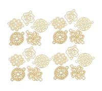 Homoyoyo 50 Pièces Breloques Connecteurs Métal Doré à Double Trou Charms Fleurs Filigrane pour Fabrication de Bijoux DIY de Breloques pour Bracelets et Boucles Oreilles Styles Assortis