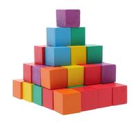 Homoyoyo 50 Pièces Cube Coloré Bricolage Blocs Enfant Artisanat Compter Bâtiment Non Peint Pour Artisans Couleurs Construire Assorti Cube Carré Cubes Arc-en-ciel Bois Franc En Bois