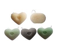 Homoyoyo 5pièces Éponges Faciales Forme de Cœur pour Nettoyage et Massage Lot de Noir Beige Vert Clair