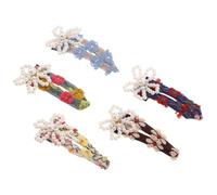 Homoyoyo 5pièces Set de Barrettes à Fleurs Brodées Pinces à Cheveux avec Perles Imitation Accessoires pour Cheveux pour Femmes Adaptés à Divers Styles et Occasions Spéciales