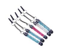 Homoyoyo 5pièces Stylo Tactile Rhinestone Cristal Mini Stylus Capacitif pour Téléphone Tablette Embout Souple Anti-Rayures Design Luxe Pendentif Portable