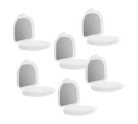 Homoyoyo 6 Pièces Boîte Rangement Prothèses Portable avec Miroir Étui Fin pour Dentier et Gouttière Orthodontique Coffret Sécurisé Léger pour Voyage et Usage Quotidien Lot de Blanc