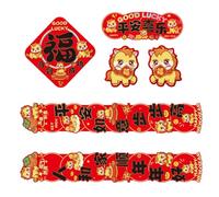 Homoyoyo 6 Pièces Chinese Year Couplets Set Spring Festival Door Stickers Fu Character Decorations For Year Of The Horse