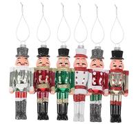 Homoyoyo 6 Pièces Décorations de Noël Suspendues Casse Noisette Miniatures Plastique Peintes Main Lot de Pendants Ornements Sapin pour Maison et Voiture