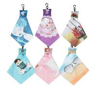 Homoyoyo 6 pièces Lot de Chiffons Microfibres pour Nettoyage Lentilles et Écrans Lingettes Multi-usages pour Lunettes Téléphones Appareils Photo avec Porte-clés Décoratif