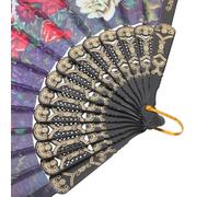 Homoyoyo 6 pièces Lot de Éventails Main Pliants Espagnols Dentelle Rouge avec Motifs Floraux Vintage Accessoires Élégants pour Mariage Fête Plein Air Cosplay et Décoration Murale