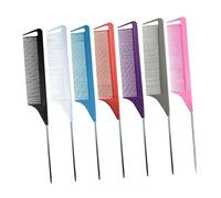 Homoyoyo 6 pièces Lot de Peignes Queue de Rat Colorés Plastique et Acier Coiffage pour Salon et Usage Personnel Outil pour Mèches et Coloration